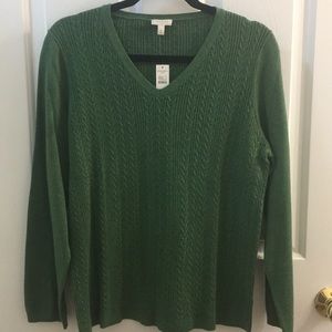 NWT Green Cableknit Talbots Sweater